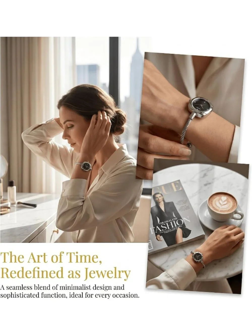 Women's Silver Black Crystal Accent Cable Wire Bangle Square Sunray Dial Watches